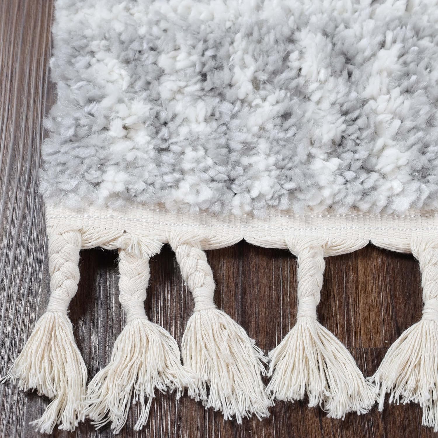 SUPERIOR Alfombra de pelo largo para interiores con borlas, perfecta para dormitorio, cocina, lavandería, entrada, oficina, sala de juegos, cubierta