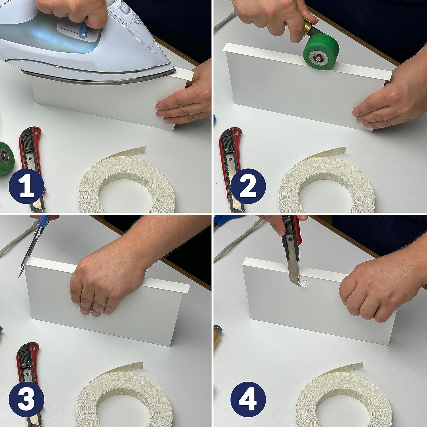 Bandas de melamina blanca de 34 pulgadas x 50 pies  Fácil aplicación para reparaciones de gabinetes, restauración de muebles  Chapa blanca flexible