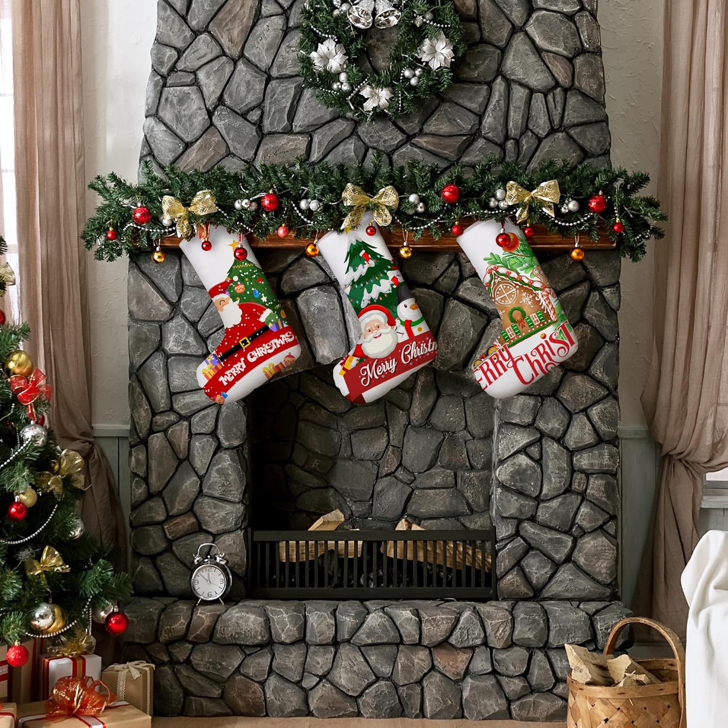 Aodaer 12 medias de arpillera de sublimación de Navidad lisas para colgar en el árbol, chimenea, impresión de transferencia de calor, decoración