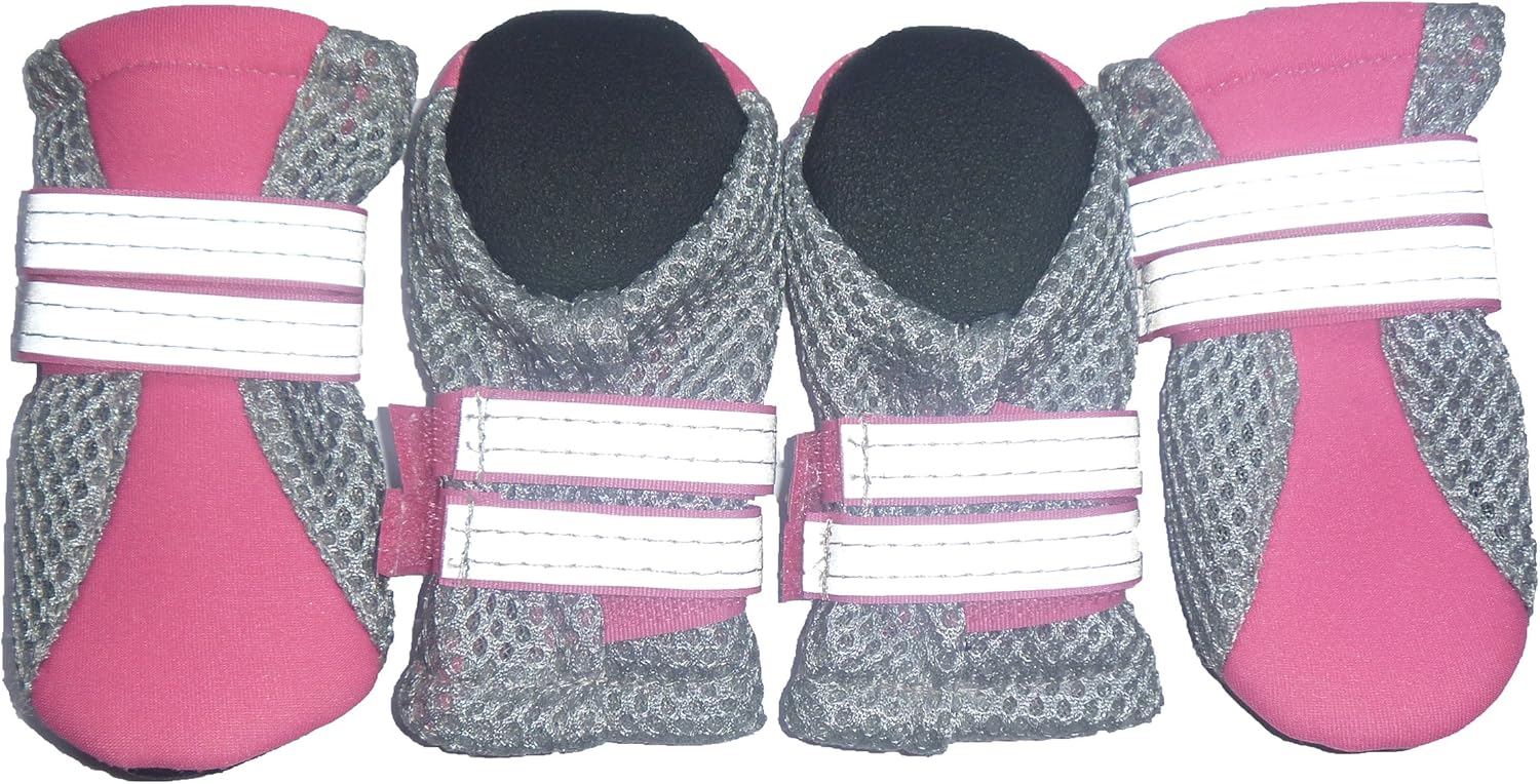 Botas de malla Lonsuneer para cachorro para uso diario con suela suave y antideslizante, con 2 correas de velcro largas, seguras y reflectantes,