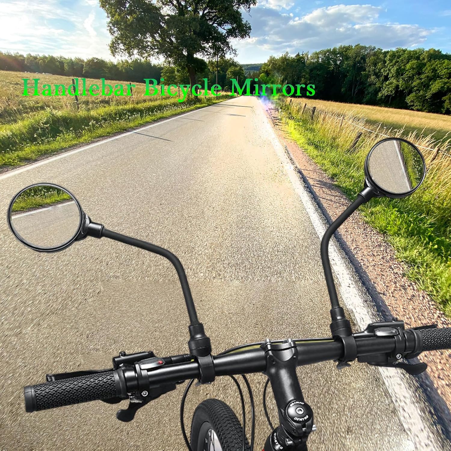 Espejo de bicicleta, espejos de bicicleta para manillares con lente convexa de rotación 360, espejo retrovisor seguro para bicicleta