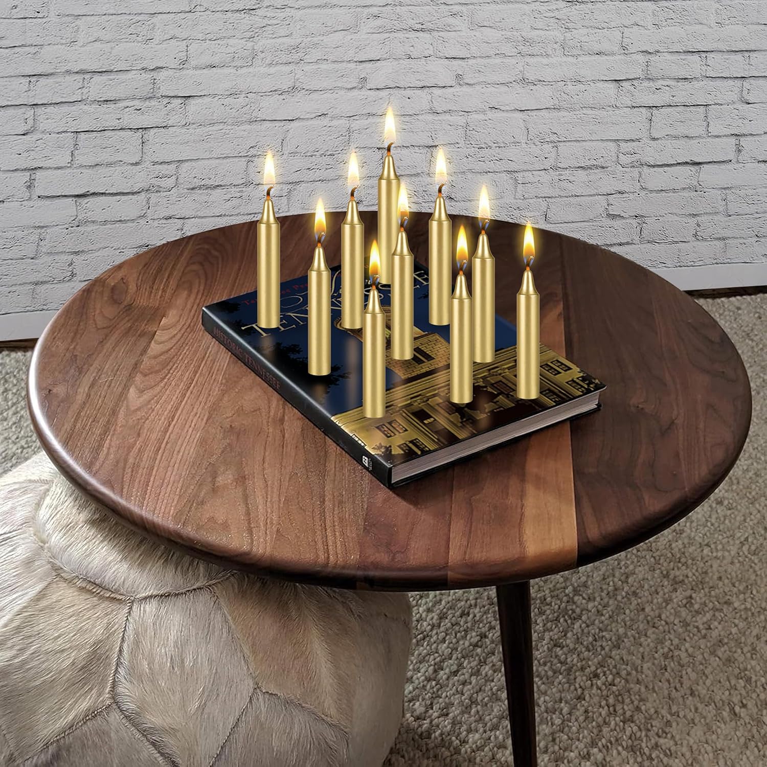 Mega Candles 10 mini velas cónicas doradas sin perfume, 4 pulgadas de alto x 34 pulgadas de diámetro, campanadas supremas, encanto, rituales,