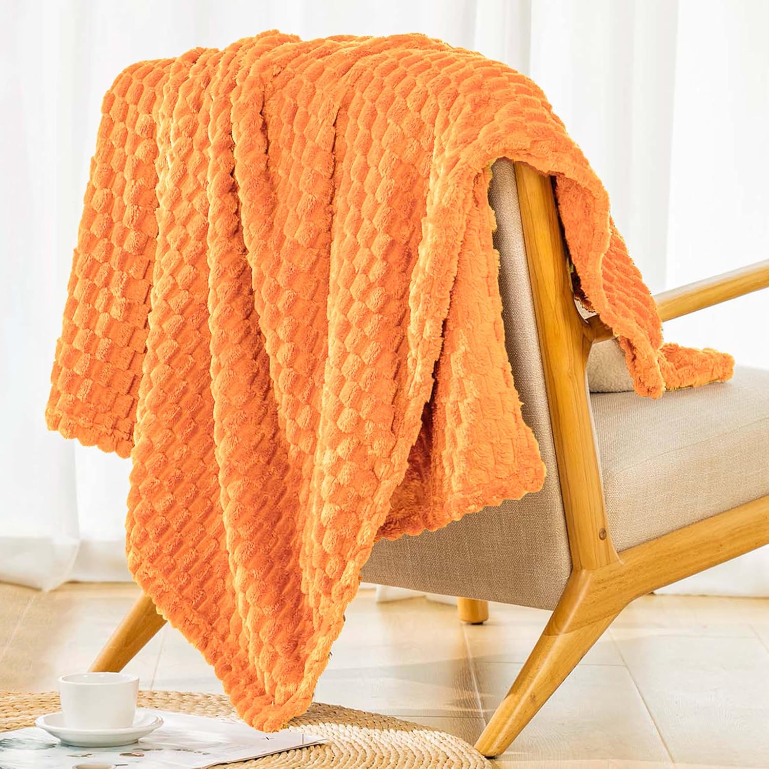 BNuitland Manta de franela suave (50 x 70 pulgadas), manta de forro polar 3D jacquard esponjosa y ligera para sofá, cama, 300 GSM súper acogedora y