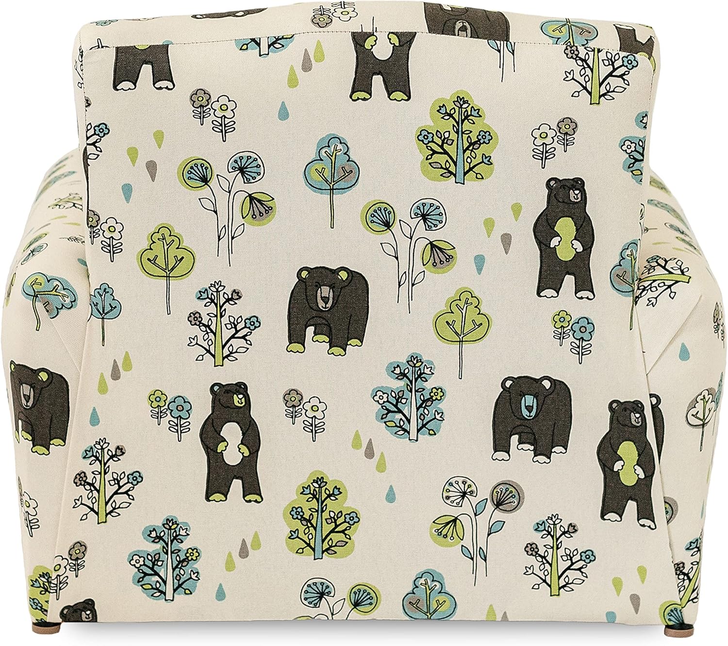 Silla para niños, sillón tapizado para niños pequeños, mecedora para niños (estampado de osos y árboles, mecedores), 19 pulgadas de profundidad x 21