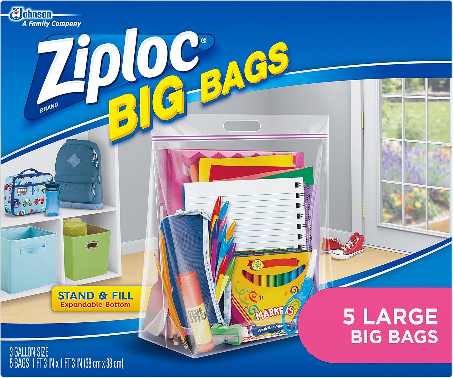 Ziploc Big Bag con cierre doble, grande, 5 unidades