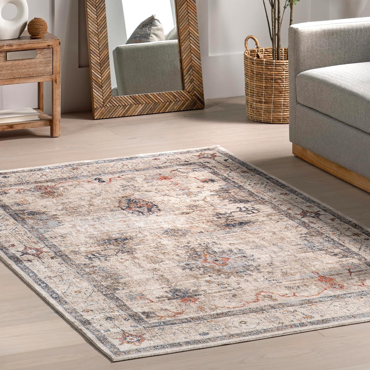 nuLOOM Yanet – Alfombra de pasillo floral y cachemira de 2 x 8 pies para sala de estar, dormitorio, comedor, entrada, pasillo, cocina, beige