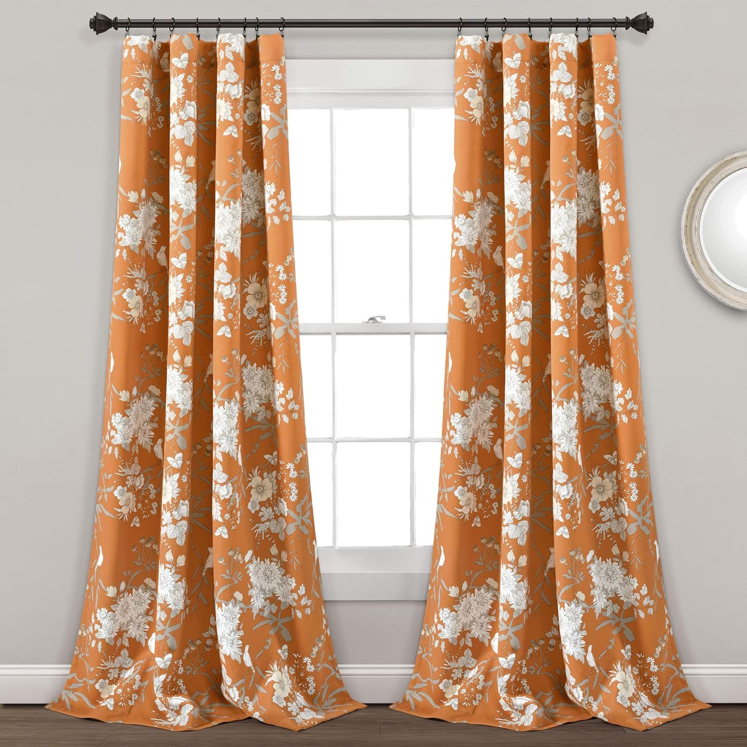 Lush Decor Botanical Garden – Set de cortinas con estampado floral y de pájaros, para oscurecer la habitación, para vivir