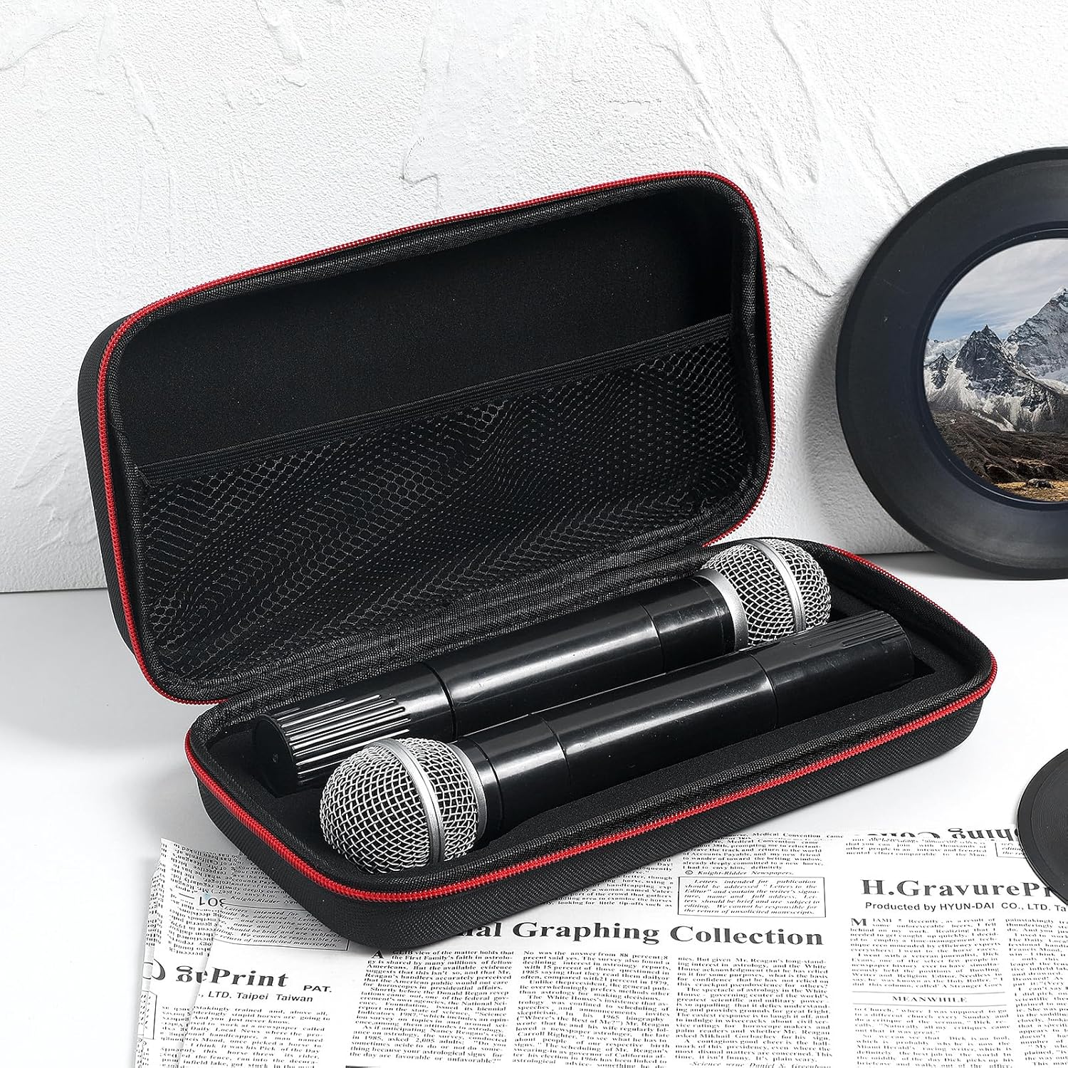 IMIKEYA Estuche de micrófono inalámbrico caja de almacenamiento de micrófono portátil, funda de EVA dura, bolsa de transporte de micrófono, funda de