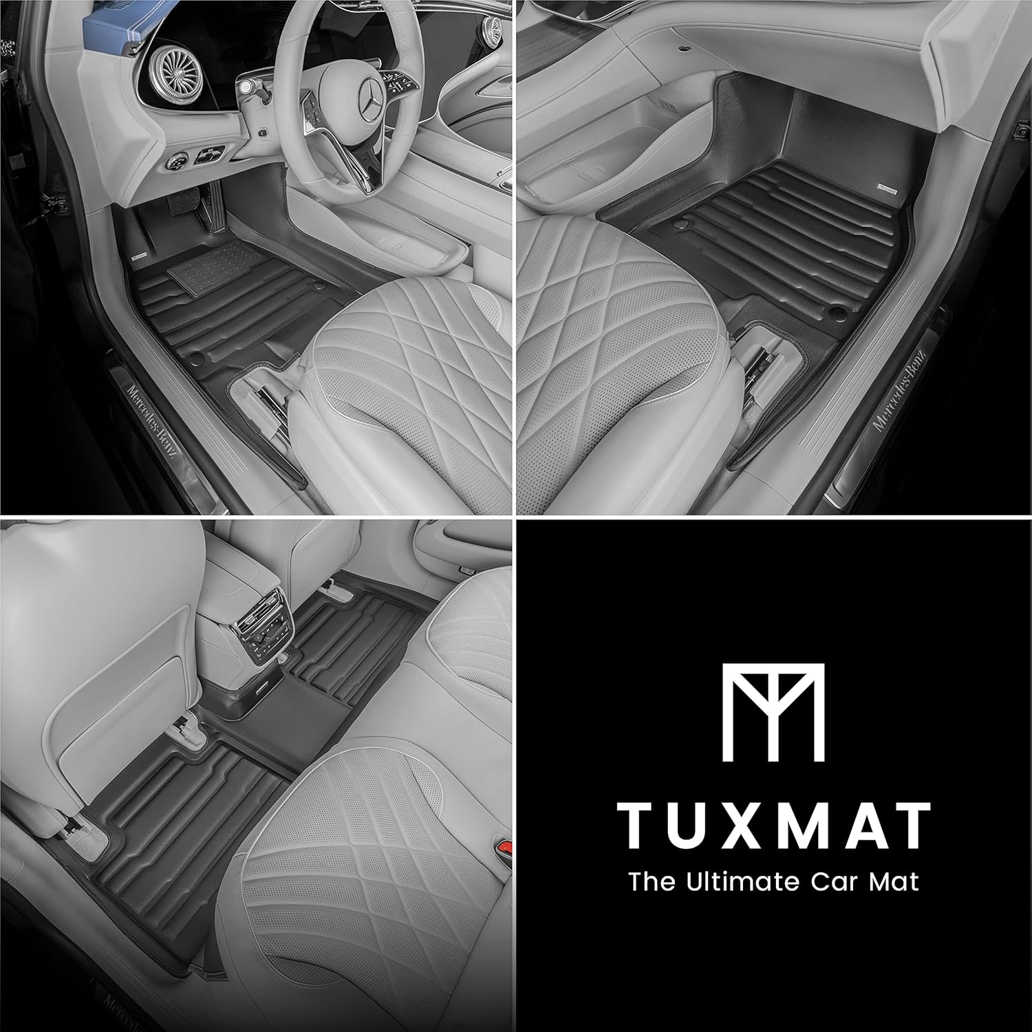 TuxMat – Para los modelos Mercedes-Benz EQS Sedan 2023-2024 – Alfombrillas personalizadas – Máxima cobertura, todo tipo de clima, medición láser –