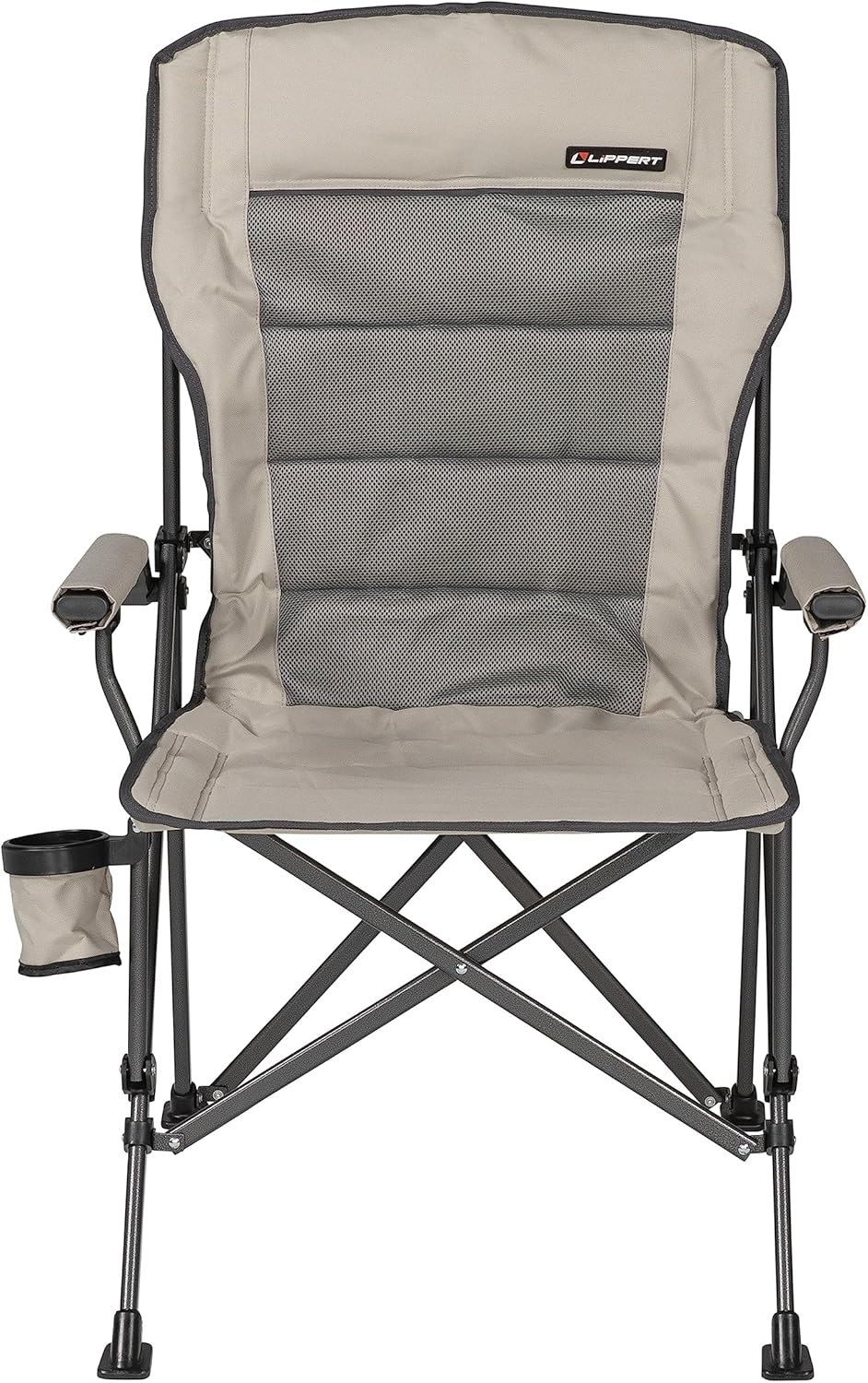 Lippert Scout Silla plegable para exteriores para camping, plegable, marco de tubo de acero, poliéster 600D, revestimiento de PVC resistente a los