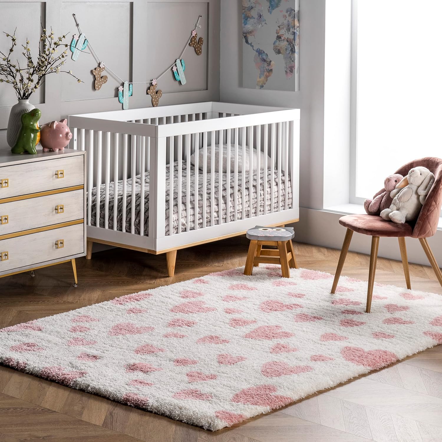 nuLOOM Alison – Alfombra de área con diseño de corazón, 9 x 12 pulgadas, color rosa