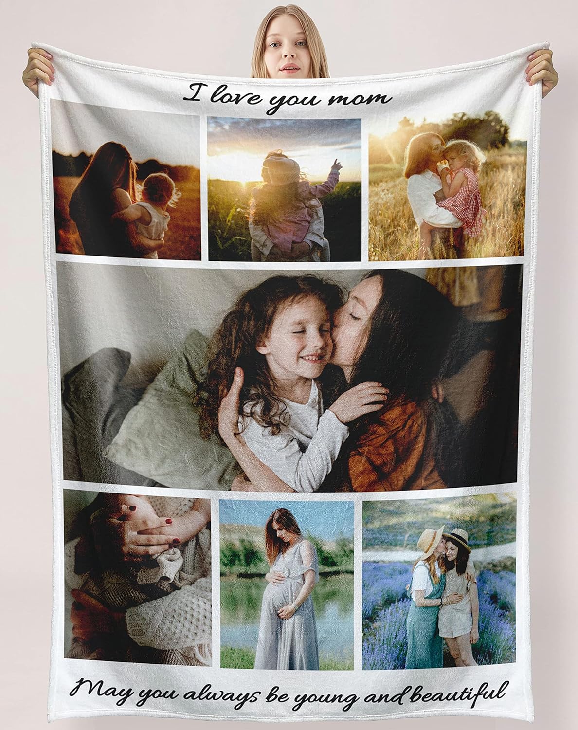 Buaodam Manta personalizada con foto y texto, manta personalizada de collage de imágenes y texto, manta de fotos suave regalo para Navidad, papá,