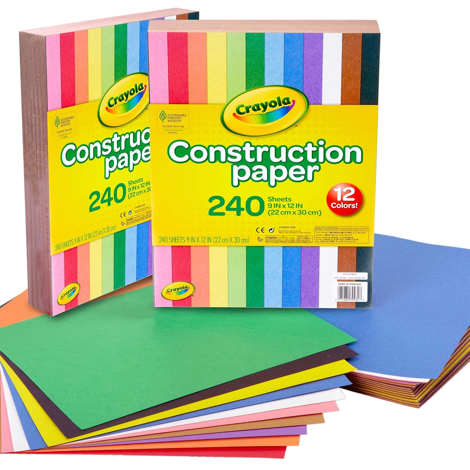RiteCo 22128 Tableros de presentación y exhibición, 40 x 28 pulgadas, blanco, (paquete de 30) y papel de construcción Crayola, 480 unidades (paquete