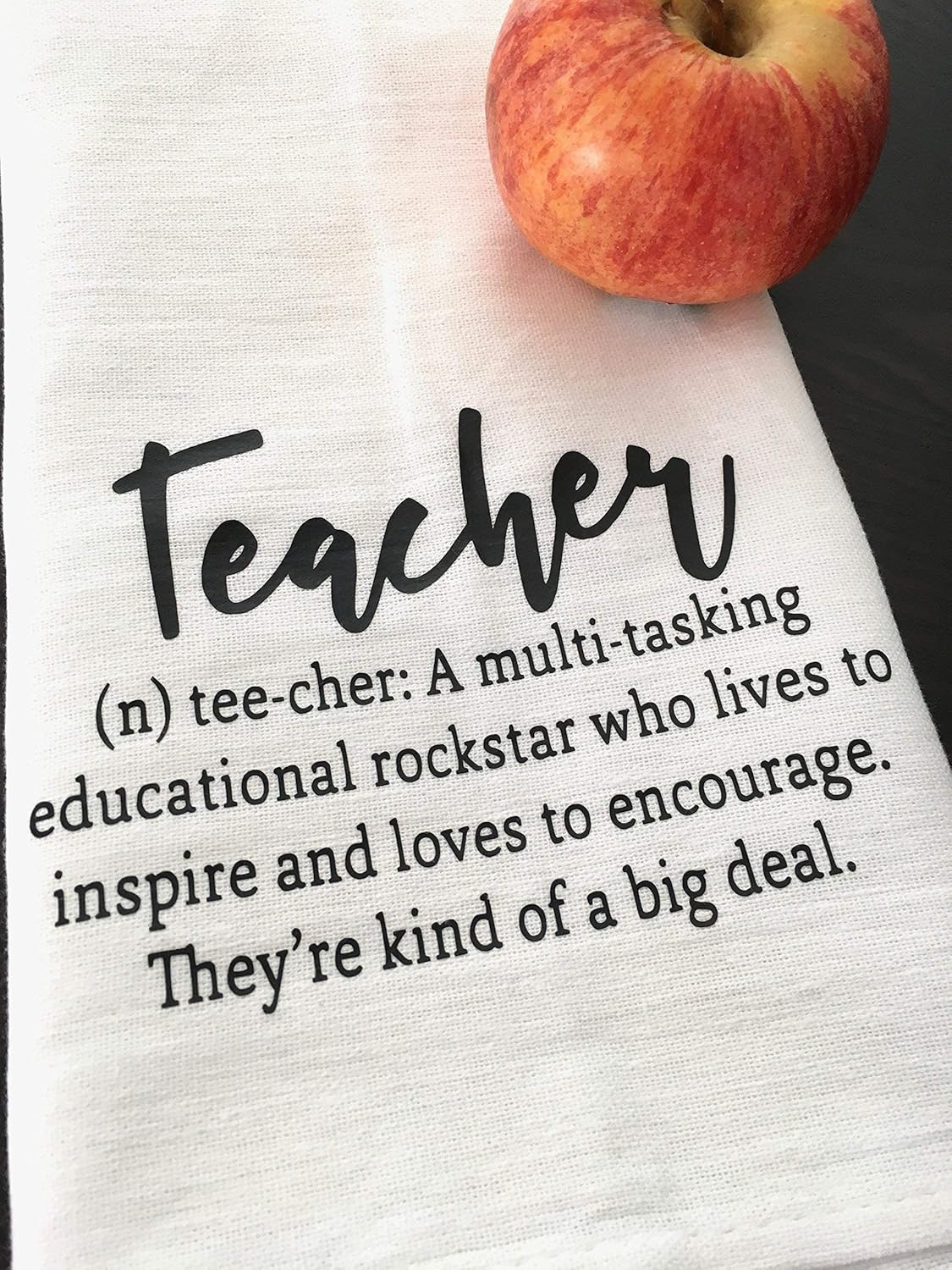 Handmade Teacher Kitchen Towel – Definition of a Teacher – 100% Cotton Hand Towel for Teacher Appreciation – 28×28 Inch Perfect Teacher Gifts from