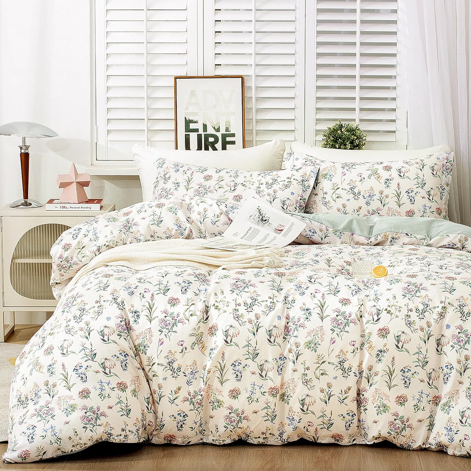 McVernon’s Funda de edredón floral tamaño matrimonial de 3 piezas, funda de edredón floral matrimonial con 2 fundas de almohada, juego de ropa de