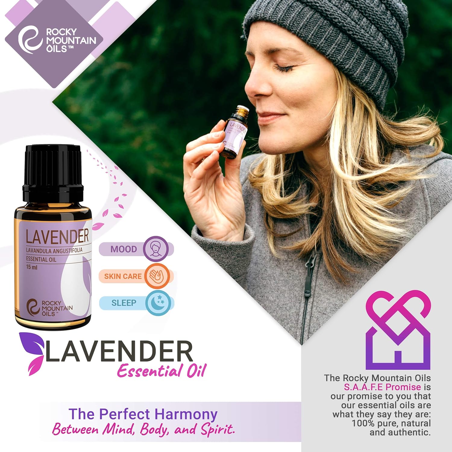 Rocky Mountain Oils Purify Lavender – Aceite esencial orgánico para difusor y aromaterapia, perfecto para hotel, spa, sueño
