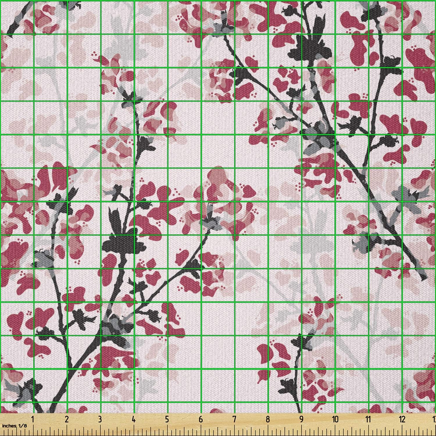 Ambesonne Floral Fabric by The Yard, Nature Inspired Blush Flowers on Tree Branches Romantic Season Art Design, Stretch Knit Fabric for Clothing