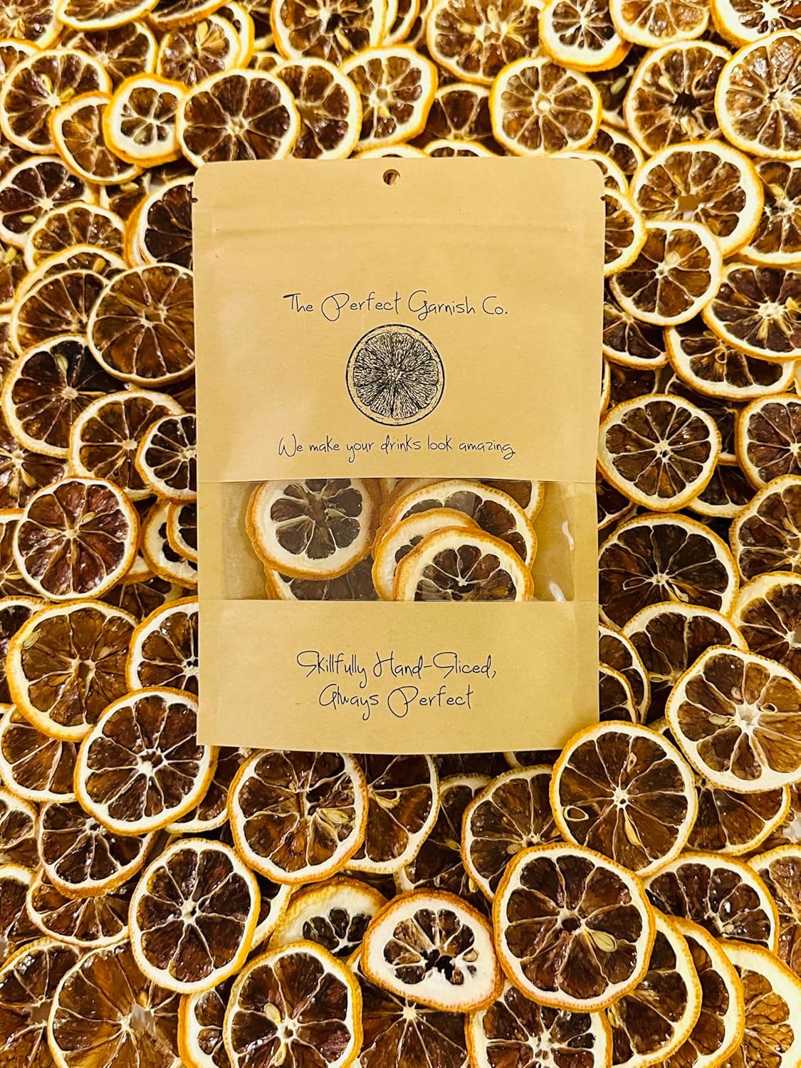 The Perfect Garnish Co. Rebanadas de limón deshidratadas prémium – 40 rebanadas – Fruta natural