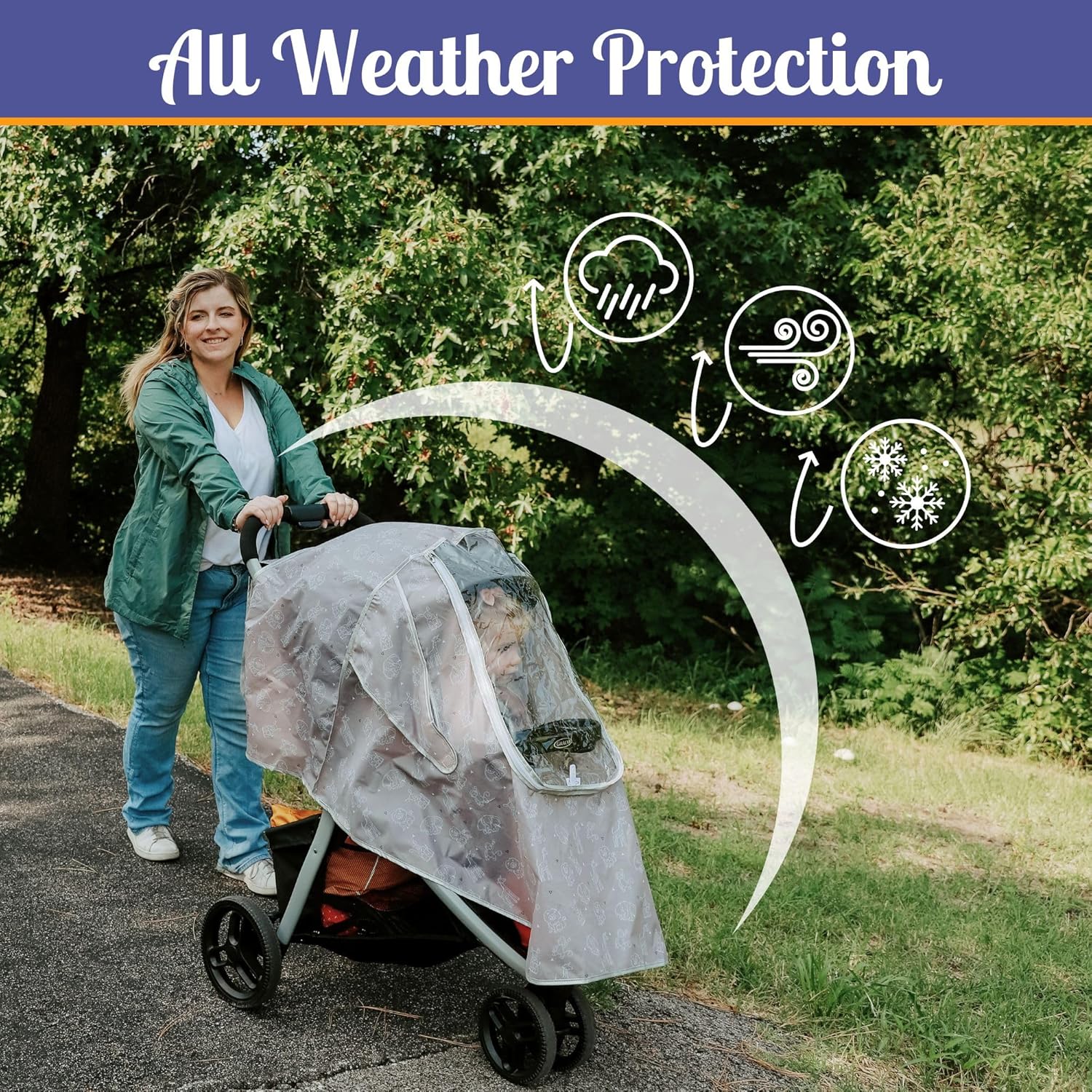 Mommy’s Helper Funda universal para cochecito con diseño de animales de zoológico, lavable a máquina, cubierta impermeable para cochecito, protector