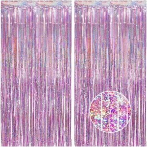Paquete de 2 cortinas de flecos de papel de oropel rosa de 3.3 x 8.2 pies, cortinas de flecos de papel de oropel rosa para bodas, fiestas de Paquete de 2 cortinas de flecos de papel de oropel rosa de 3.3 x 8.2 pies, cortinas de flecos de papel de oropel rosa para bodas, fiestas de