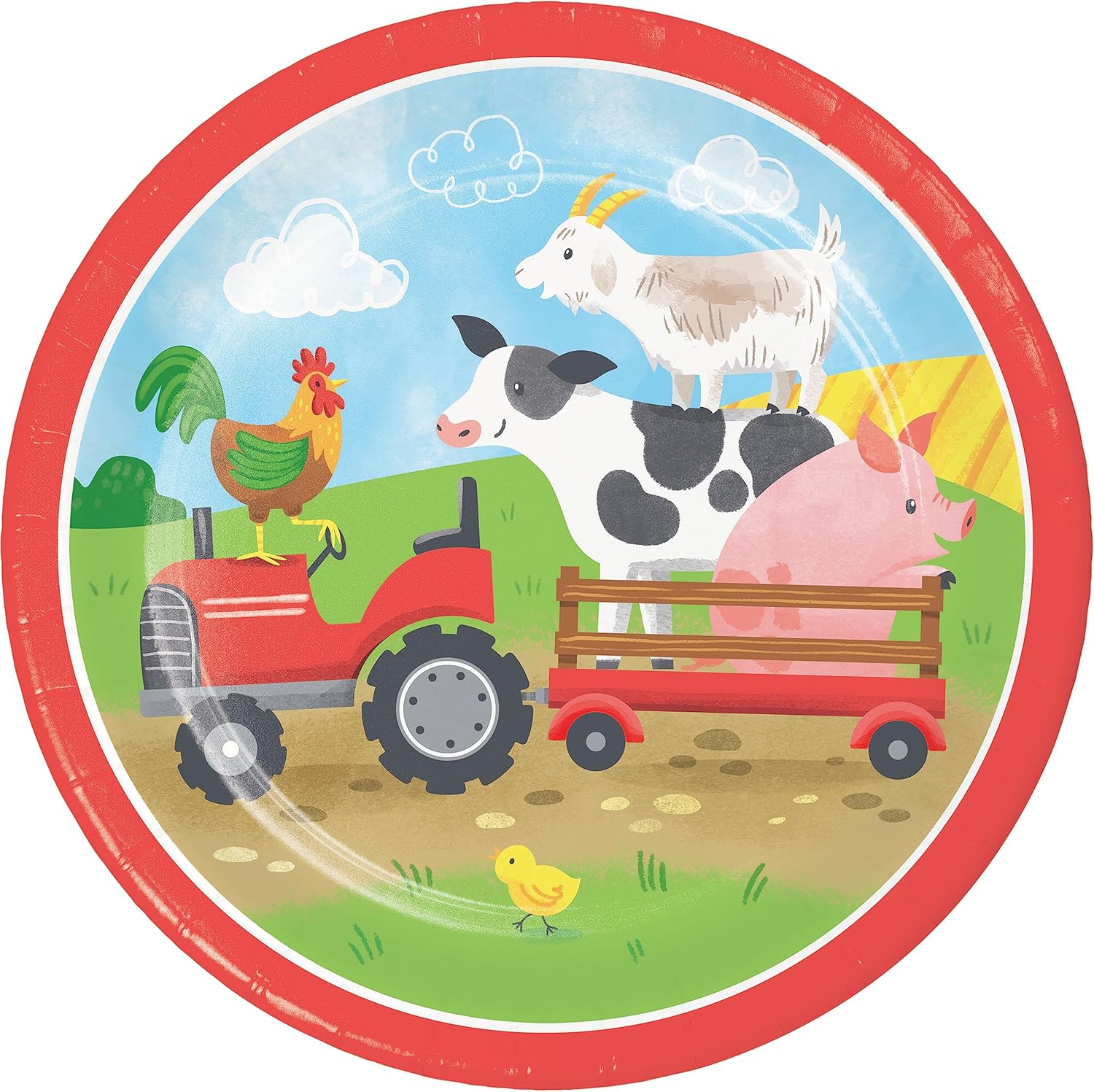 Juego de suministros para fiestas de animales de granja (plato de postre y servilleta para bebidas)