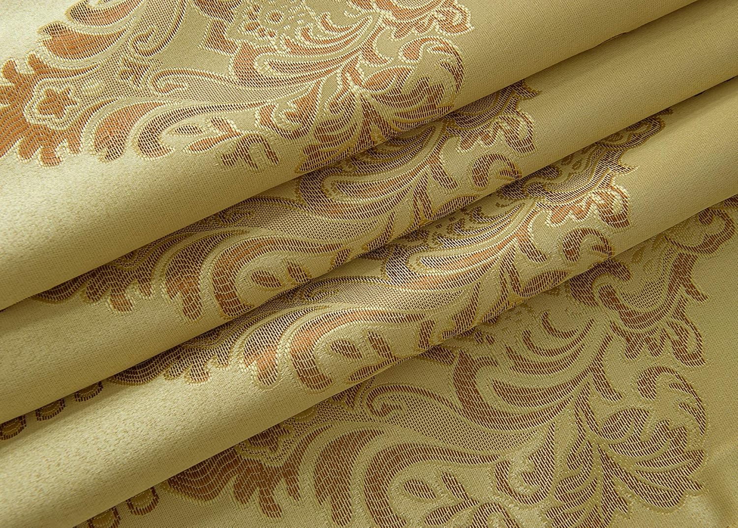 Rosetta – Panel de cortina jacquard texturizado con cenefa adjunta de 18 pulgadas, 54 x 84 pulgadas, dorado