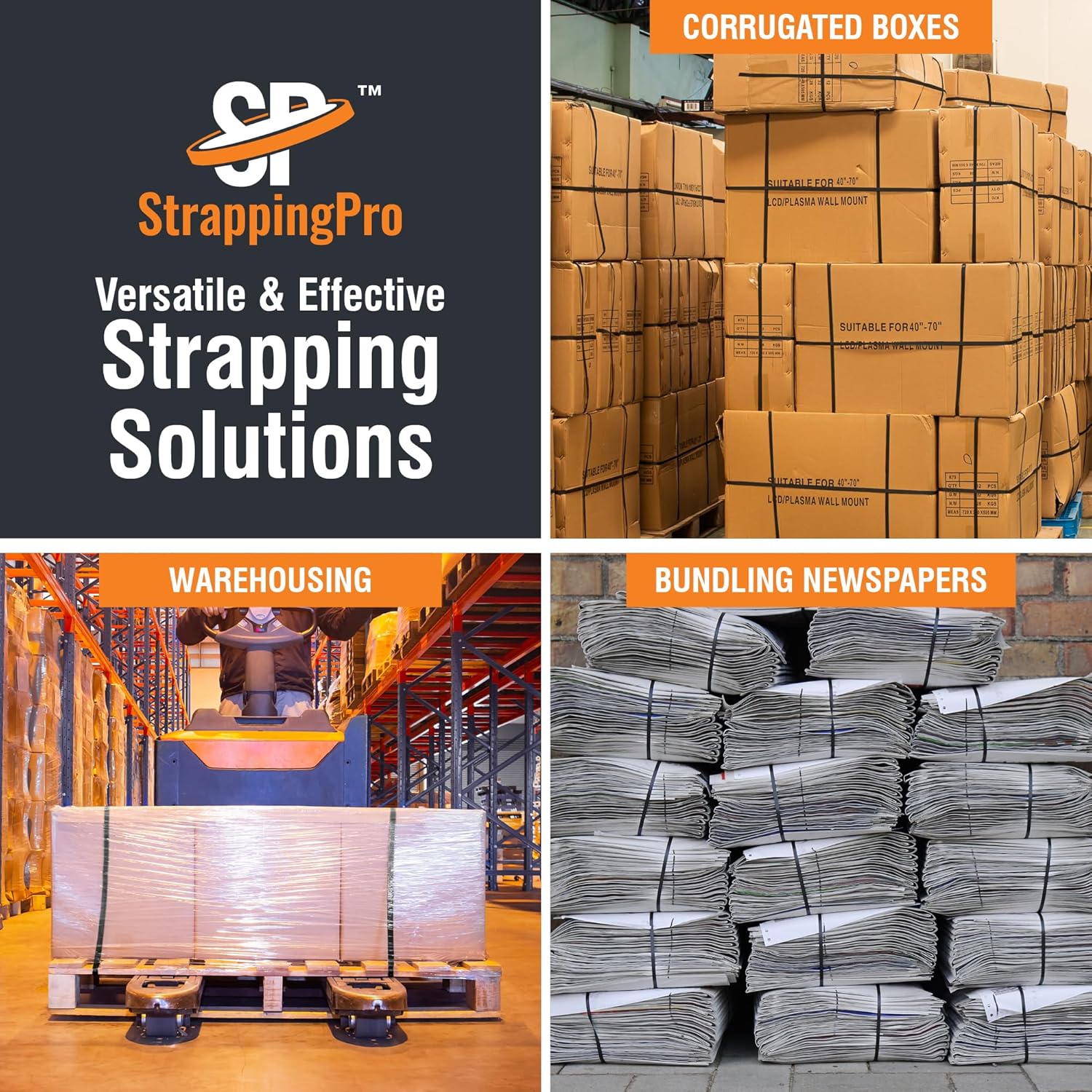 Strapping Pro – Rollo de flejado de polipropileno de grado manual de resistencia industrial para envío de cajas (resistencia a la rotura de 300