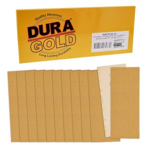 Dura-Gold Hojas de papel de lija dorado de 13 hojas, grano 40 (caja de 12)  3-23 x 9 pulgadas, soporte de gancho y bucle de tamaño de 3-23 x 9 Dura-Gold Hojas de papel de lija dorado de 13 hojas, grano 40 (caja de 12)  3-23 x 9 pulgadas, soporte de gancho y bucle de tamaño de 3-23 x 9