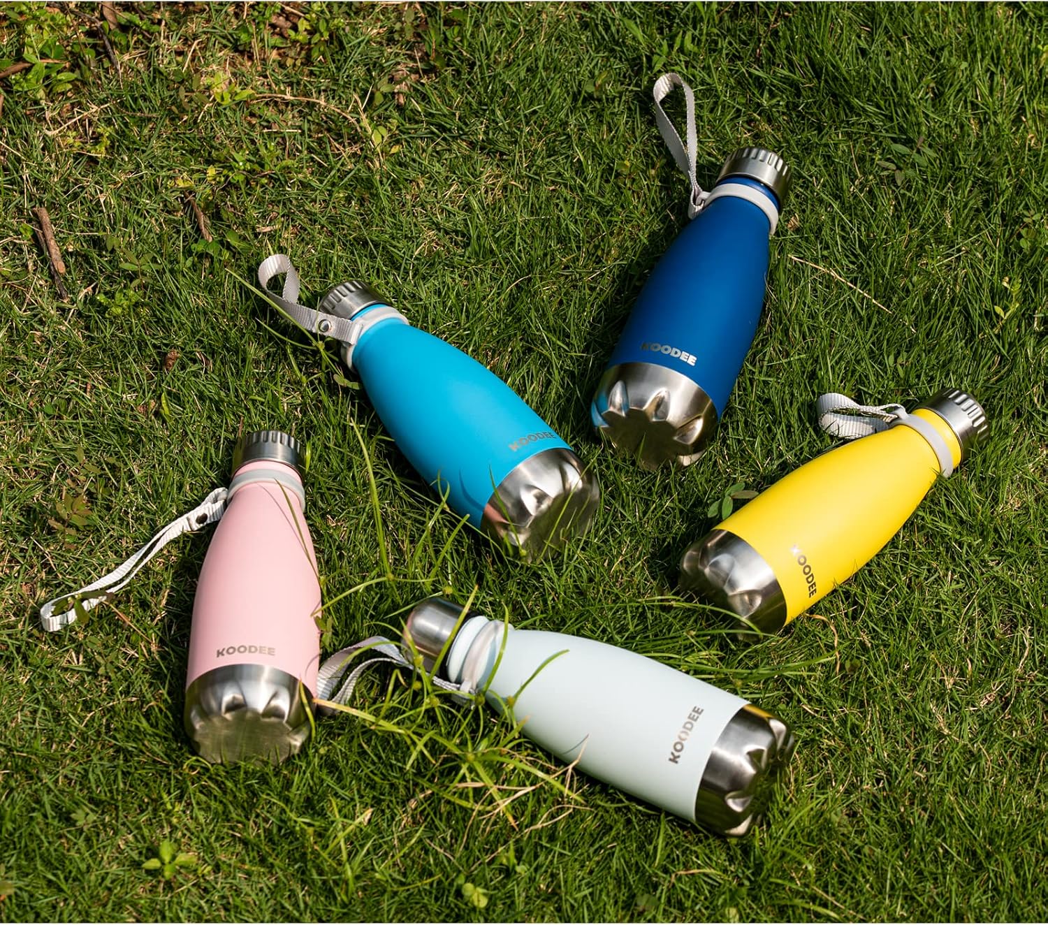 koodee Botella de agua de 12 onzas de acero inoxidable aislada al vacío a prueba de fugas, botella de agua deportiva de metal para la escuela