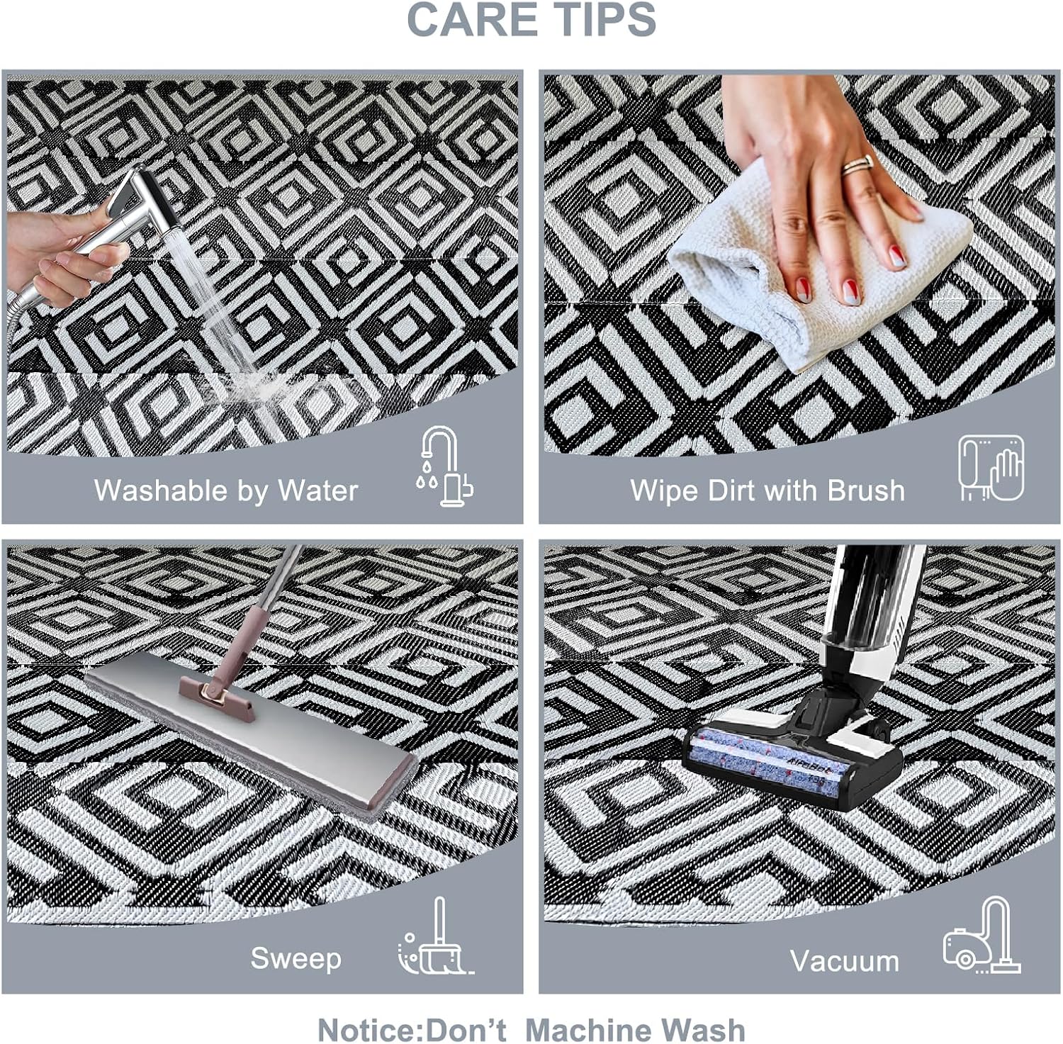 YEARNING Alfombra de paja de plástico para exteriores, 5 x 8 pies, impermeable, para exteriores, interiores, exteriores, accesorios de caravana,