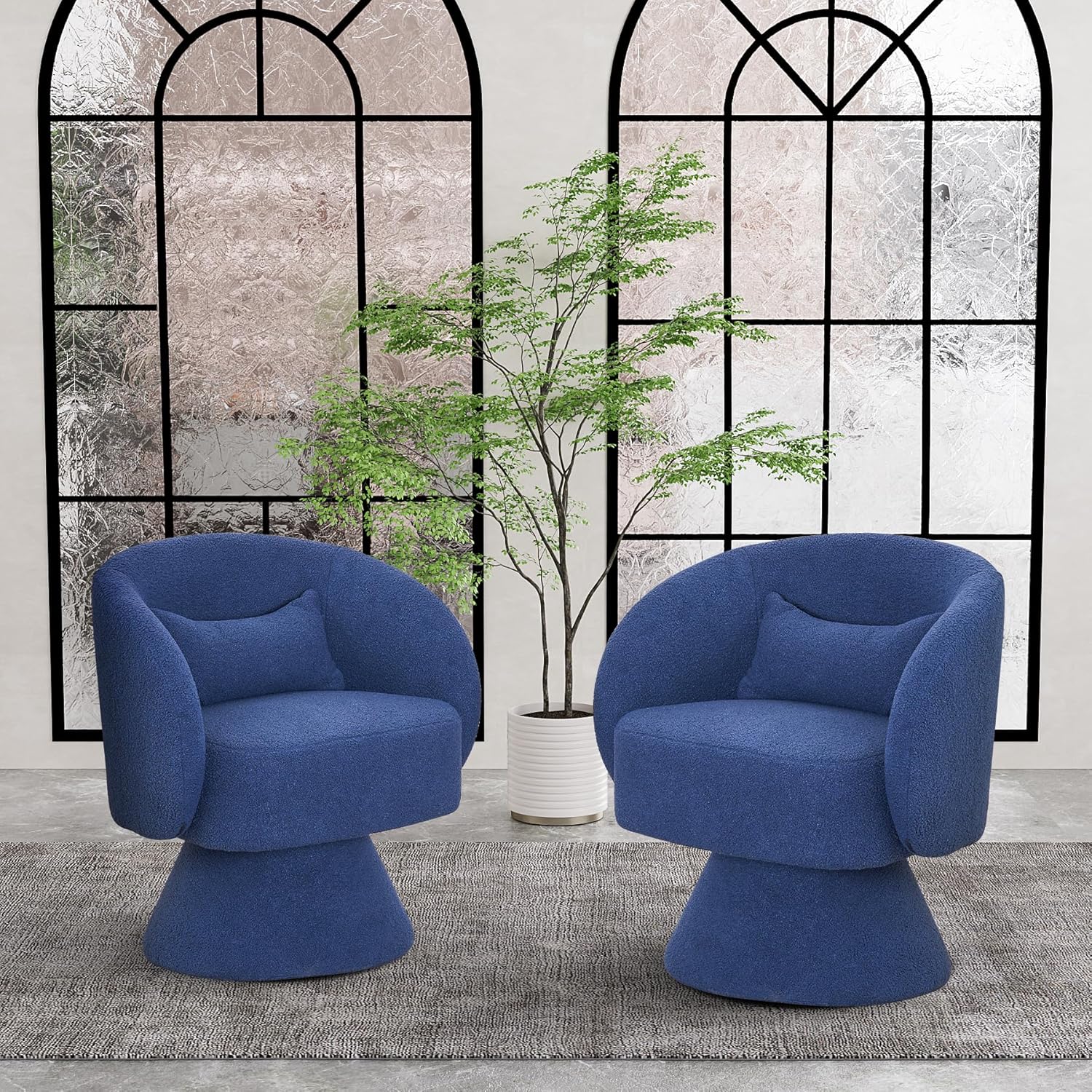 Silla giratoria decorativa, sillas giratorias de barril de 360 grados, sillones modernos tapizados, sillas giratorias para sala de estar,
