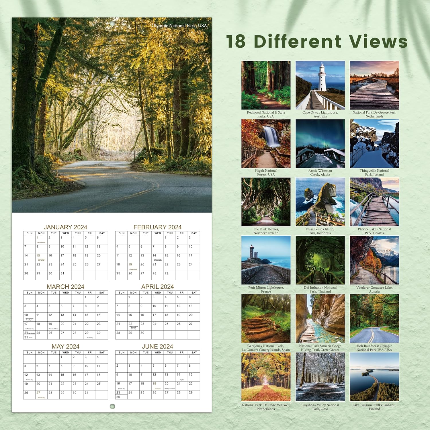Calendario 2024-2025  Calendario mensual de pared cuadrado 2024-2025, 18 meses desde julio de 2024 a diciembre de 2025, 12 x 24 pulgadas (abierto),