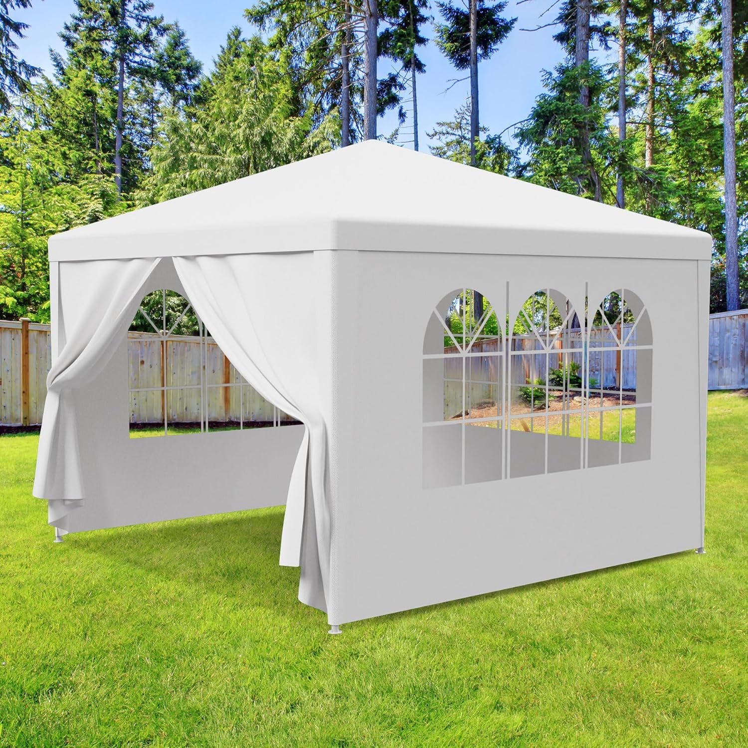 Tienda de campaña de 10 x 10 pies para exteriores, para fiestas, bodas, camping, glorieta, almacenamiento de barbacoa, pabellón con 4 paredes