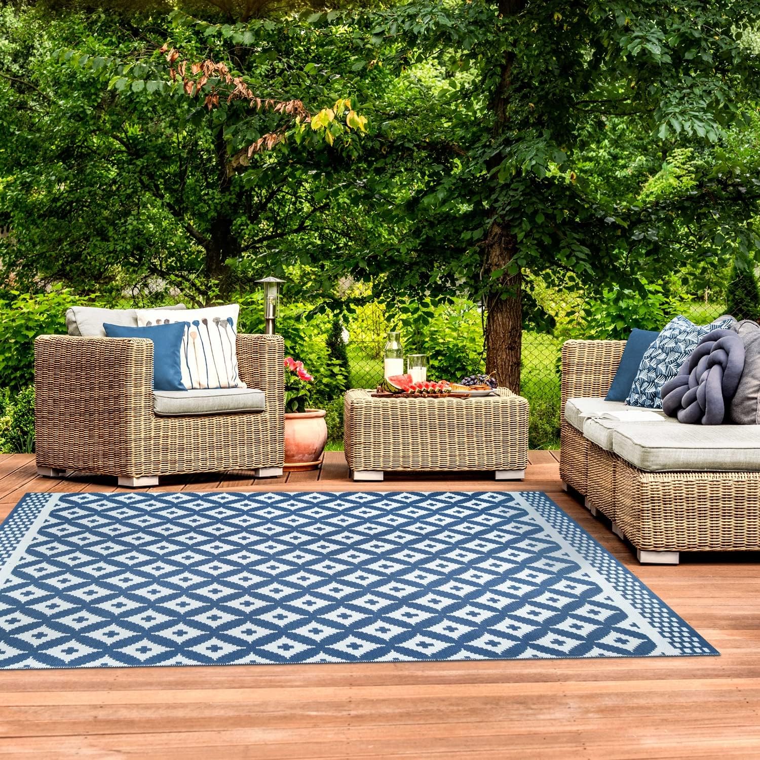 SUPERIOR Alfombra grande para interiores y exteriores, decoración geométrica de celosía, decoración del hogar, patio, entrada, cubierta, porche
