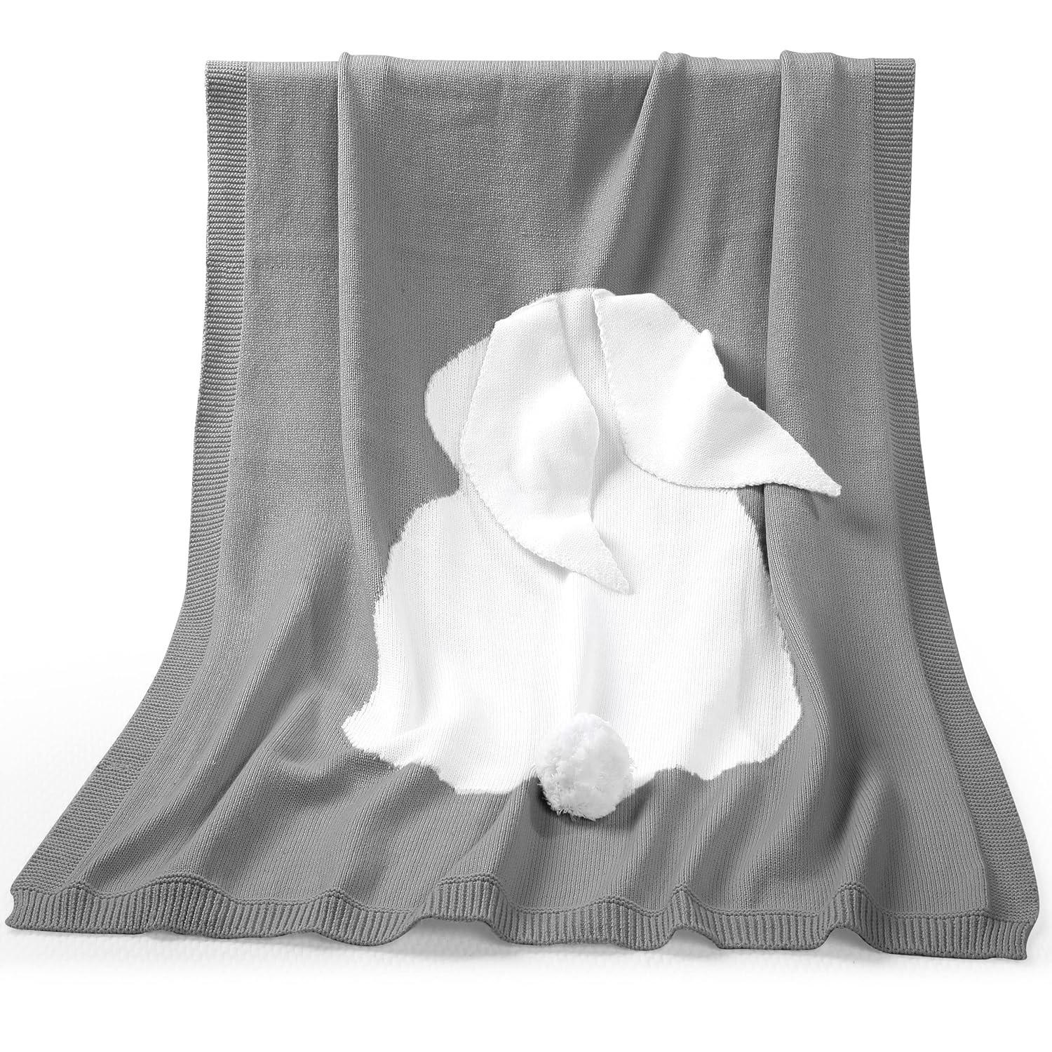 Yoofoss Mantas para bebé, manta de recepción de punto 100% algodón, 30 x 40 pulgadas, manta de conejo 3D para regalo de Pascua, manta unisex