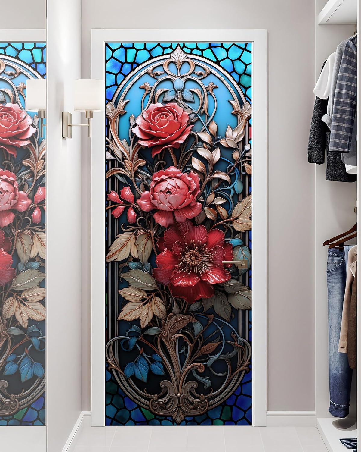 FLFK Calcomanía mural para puerta, adhesivo para puerta, autoadhesivo, extraíble, hermoso papel tapiz para decoración del hogar, 30.3 pulgadas de
