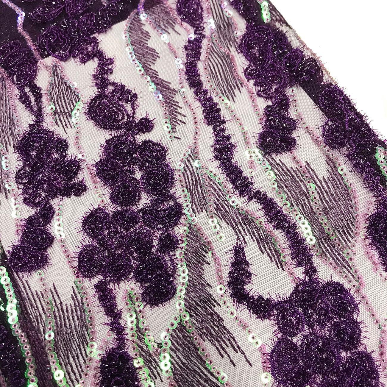 Tngan Tela de encaje de lentejuelas elegante bordado floral africano encaje purpurina nigeriana tul red para coser vestido de novia, 5 yardas, azul