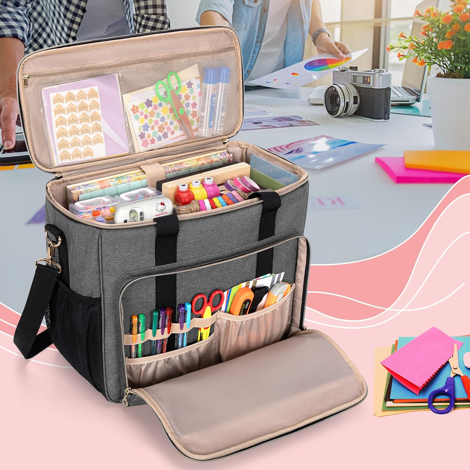 Luxja Bolsa de manualidades para suministros de álbumes de recortes (se adapta a álbumes de recortes de 12 x 12 pulgadas y portátil de 15.6