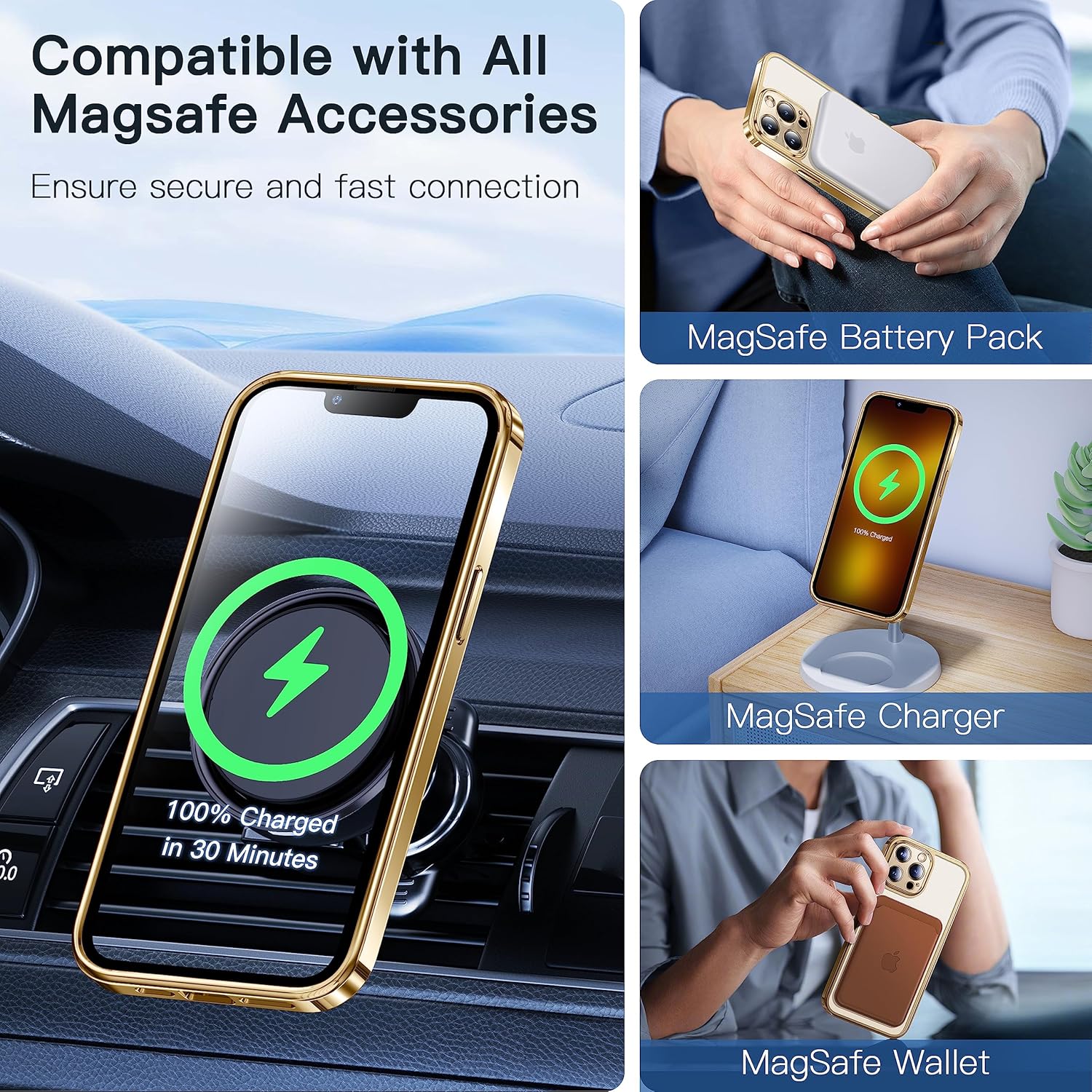 Alphex Funda oficial de color para iPhone 13 Pro, parachoques brillante y parte trasera mate, fuerte magnético compatible con MagSafe, antihuellas,