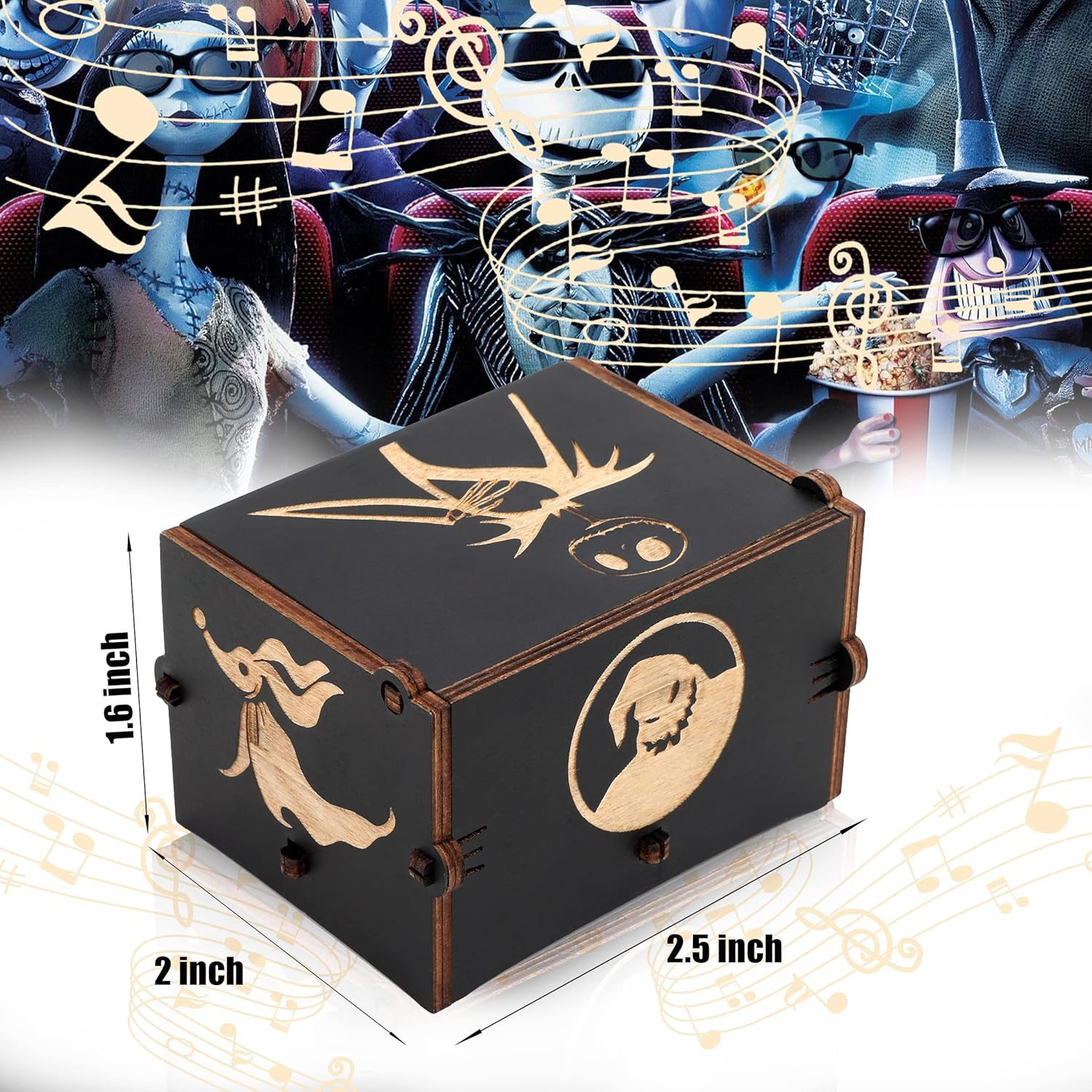 BAOSIWA Caja de música de Halloween, caja de música de madera grabada, regalos para novia, novio, ella, cumpleaños, día de San Valentín