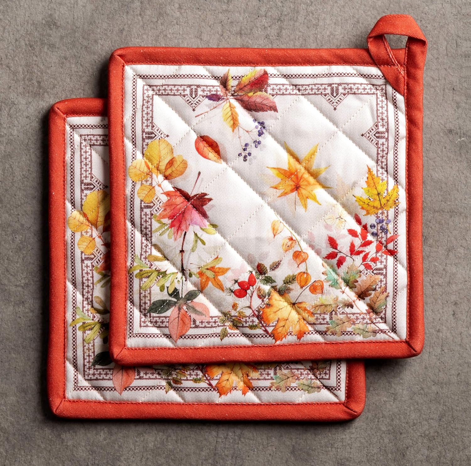 Maison d’ Hermine Juego de 2 soportes para ollas 100% algodón, 8 x 8 pulgadas con bucle, resistentes al calor, barbacoa, cocina, hornear, parrilla,