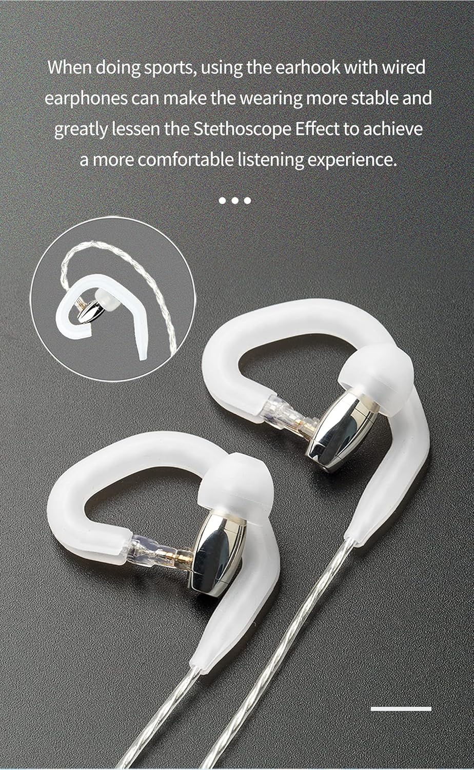 Keephifi Protector de gancho para auriculares gancho deportivo de silicona para auriculares y auriculares con cable recto, cable de gancho para la