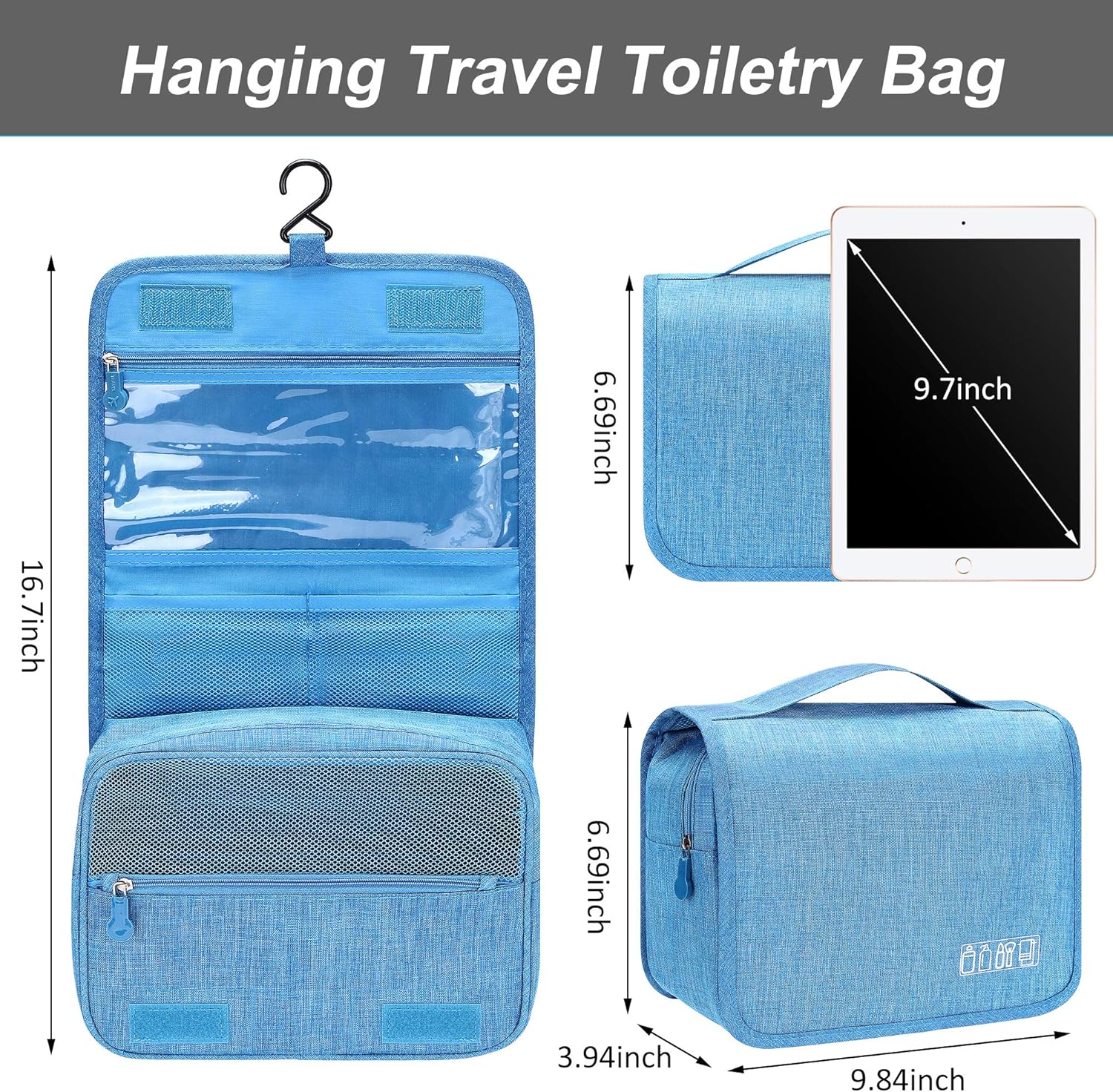 VOCUS Neceser colgante para hombres y mujeres, de viaje, portátil, artículos de tocador, bolsas de almacenamiento, impermeables, cosméticos,