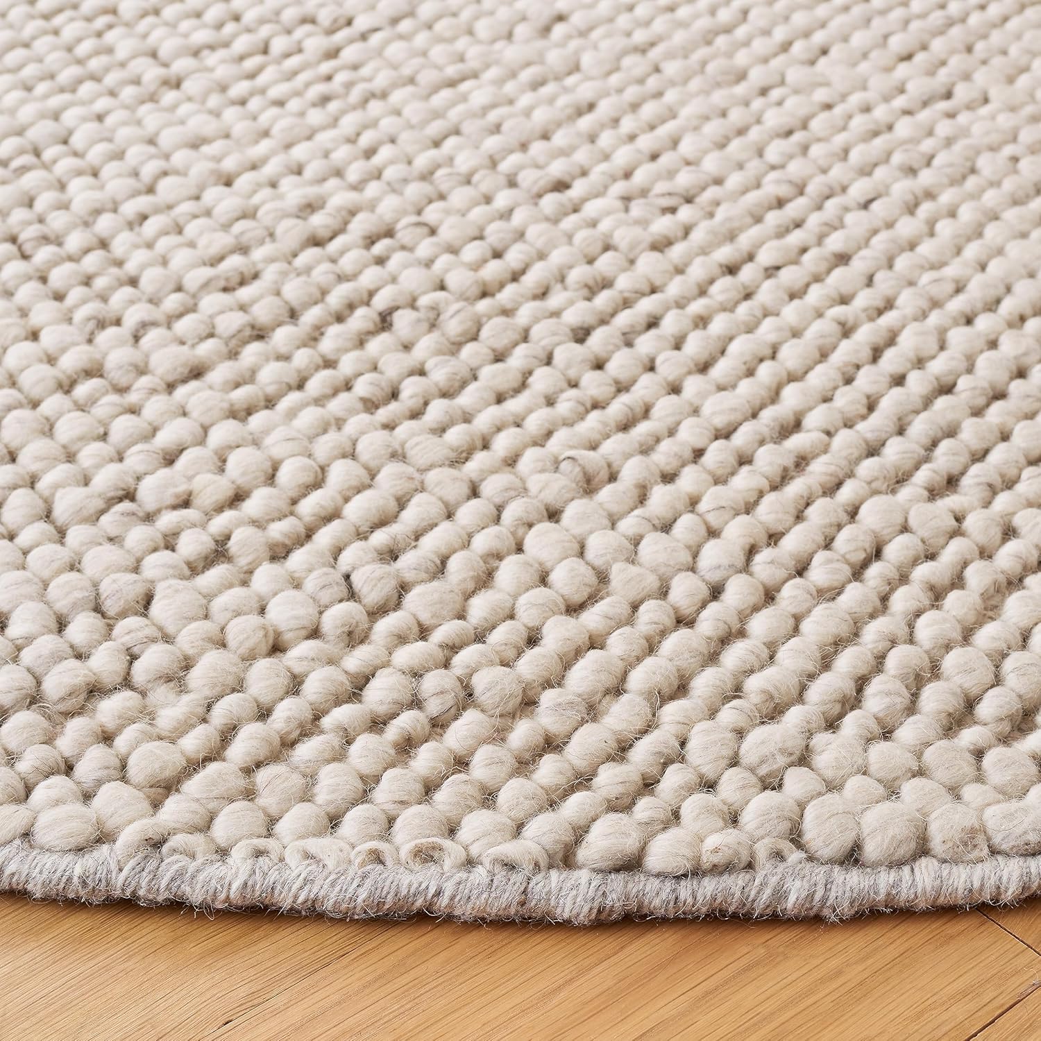 SAFAVIEH Natura Collection – Alfombra redonda de 4 pies, gris y marfil, textura hecha a mano, ideal para sala de estar, dormitorio, comedor