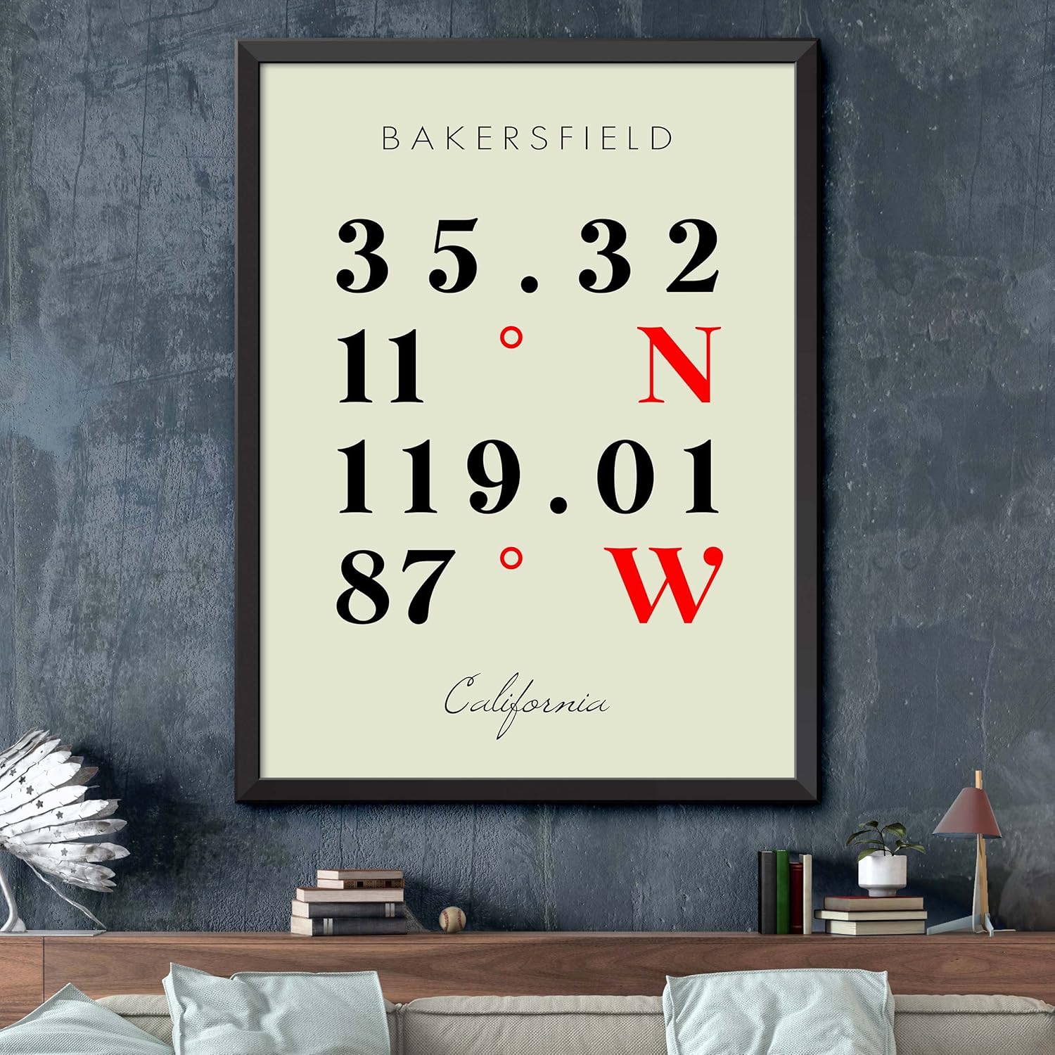 Mapa de Bakersfield, California, Coordenadas Multilíneas de Colores (18×24)