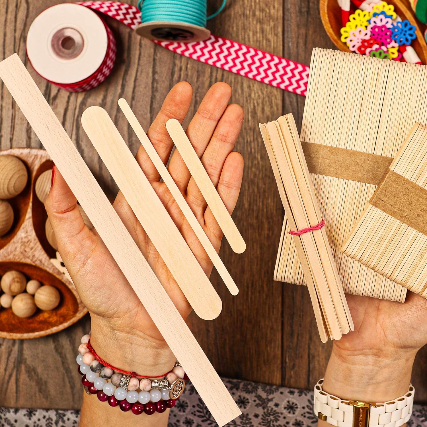 Palitos de paletas de varios tamaños  Palitos de madera Jumbo para niños  Varios palos de madera pequeños surtidos