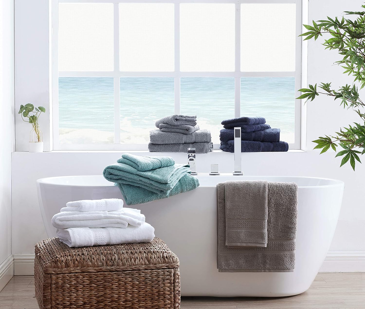 Nautica – Juego de 6 toallas de baño, absorbentes y resistentes a la decoloración, decoración de baño de moda (turquesa océano, 6 piezas)