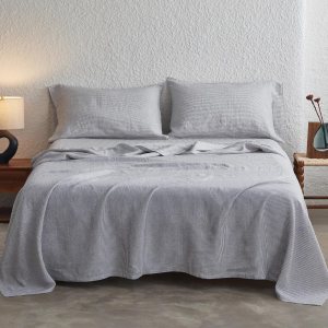 Simple&Opulence Juego de sábanas de 100 % lino europeo transpirable de 4 piezas con sábana bajera de 14 pulgadas, 1 sábana encimera y 2 fundas de Simple&Opulence Juego de sábanas de 100 % lino europeo transpirable de 4 piezas con sábana bajera de 14 pulgadas, 1 sábana encimera y 2 fundas de