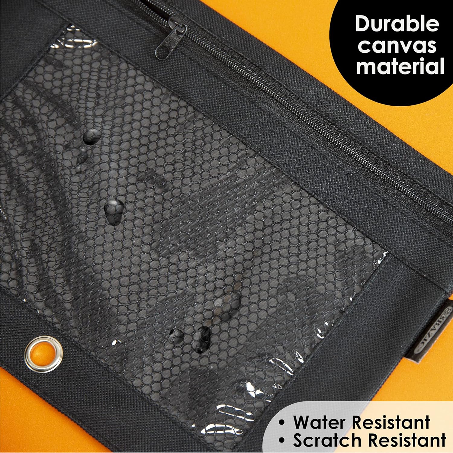 BAZIC – Estuche para lápices de 3 anillos con agujero de anillos reforzados, bolsas de malla negra con cremallera para ventana, 4 unidades
