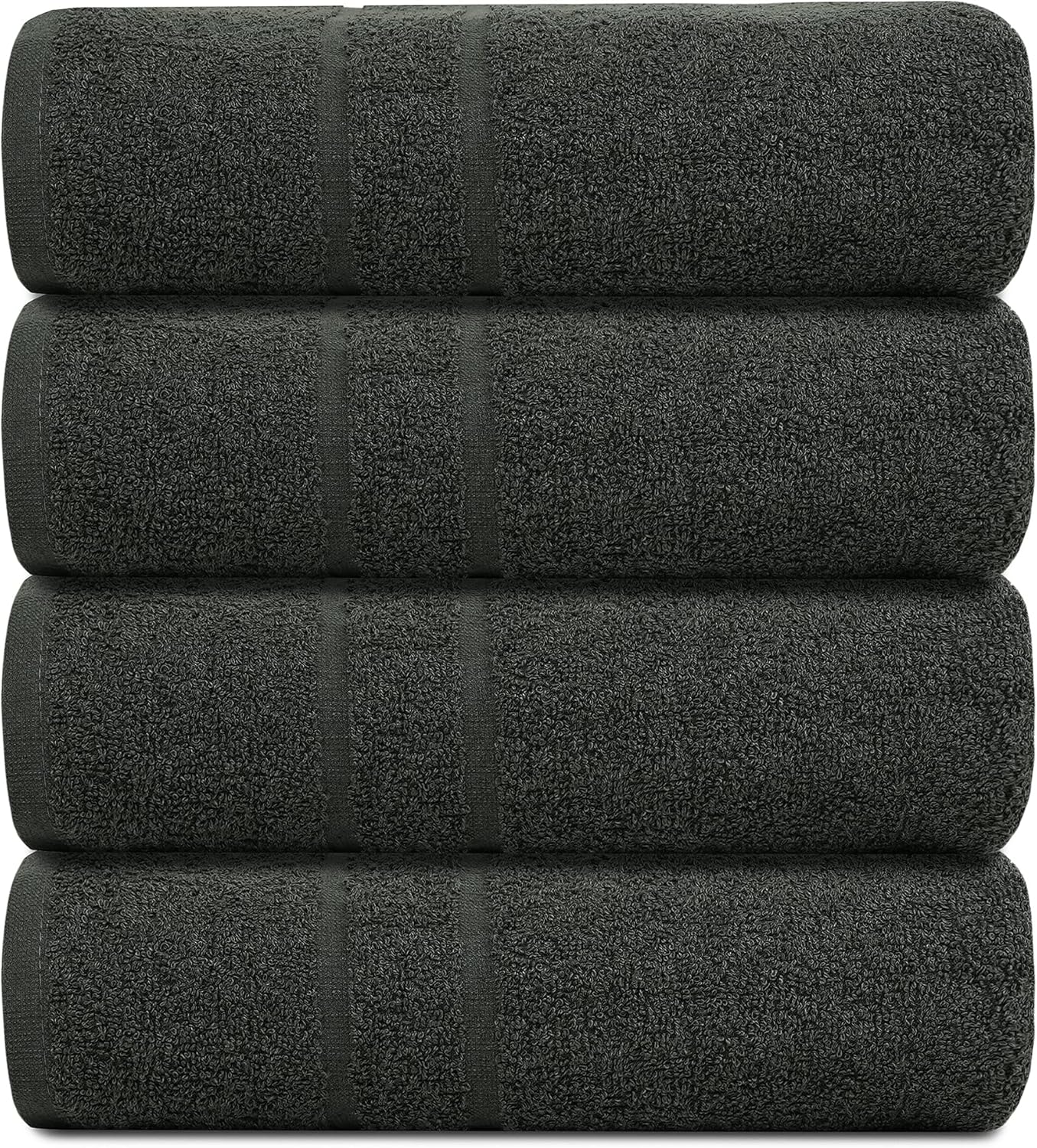 Toallas de baño de algodón, toallas de baño grandes de 27 x 52 pulgadas, paquete de 4, color gris, toallas suaves y absorbentes, para baño,